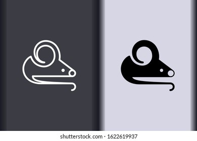 Happy Chinese New Year 2020. Chinese zodiac sign year of rat. Asian element in minimal flat simple concept logo of mouse.