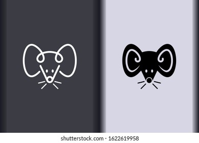 Happy Chinese New Year 2020. Chinese zodiac sign year of rat. Asian element in minimal flat simple concept logo of mouse.