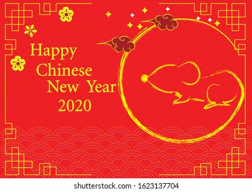 happy  chinese  new  year 2020, year rat  gold 