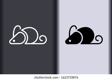 Happy Chinese New Year 2020. Chinese zodiac sign year of rat. Asian element in minimal flat simple concept logo of mouse.
