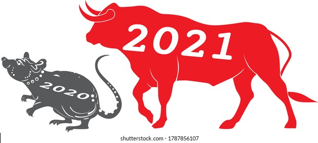 Happy Chinese new year 2021. The year of the Ox. Chinese new year fortune greeting card graphic design background and wallpaper. Red and gold paper cut with plum blossom flower. Asian culture element