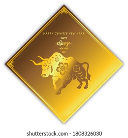 Happy Chinese New Year 2021 year of the ox. ox wishing you a golden Chinese New Year.
