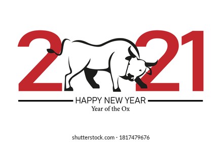 Happy Chinese New Year 2021 vector. Year of the Ox illustration.