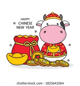 Happy Chinese new year 2021 year of the ox. Translate: Happy New Year.