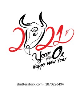 Happy chinese new year 2021 table of the ox. Gold zodiac sign, Gold Cow for greetings card, invitation, posters, brochure, calendar, flyers, banners