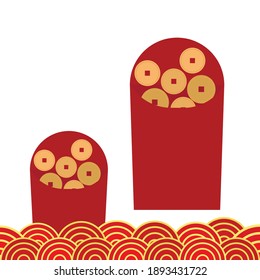 Happy chinese new year 2021, year of the ox . Isolated on red background