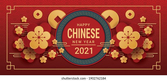 happy chinese new year 2021 banner design . vector illustration