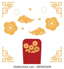 Happy chinese new year 2021.Traditional Asian paper card with symbol of the year the ox