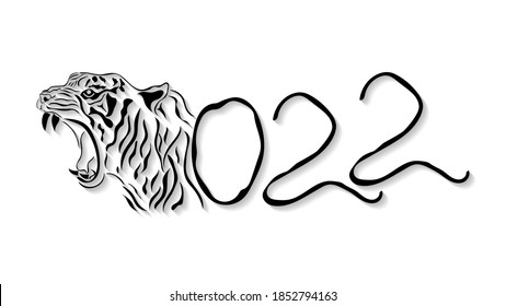 Happy Chinese New Year 2022 year of the tiger paper cut style. Zodiac sign for greetings card, flyers, invitation, posters, brochure, banners, calendar. Vector illustration.