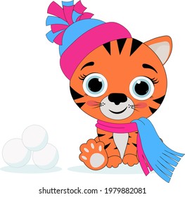Happy chinese new year 2022 cartoon tiger