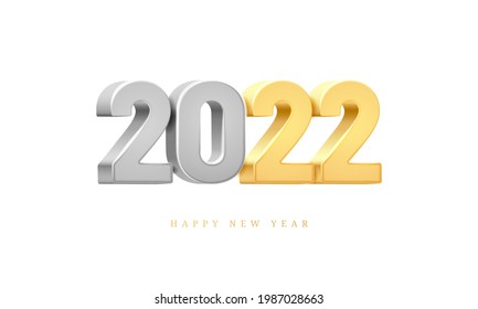 Happy Chinese New Year 2022 lunar holiday greeting card design element isolated on white. Vector illustration of 20 22 3D text, Merry Christmas invitation decor template. Typography calendar