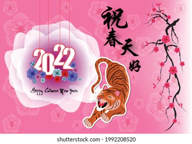 Happy Chinese new year 2022 - year of the Tiger. (Chinese translation : Happy new year)
