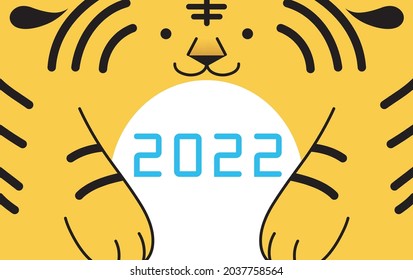 Happy Chinese New Year 2022 or Lunar New year. Year of the Tiger celebration vector illustration. Close-up on the face of a smiling tiger. Chinese zodiac animal.