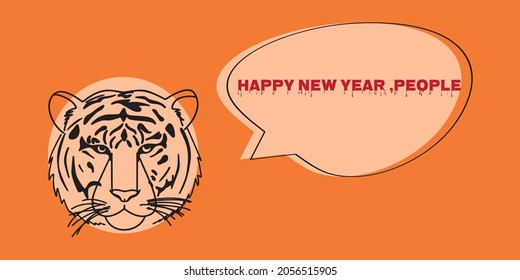 Happy Chinese New Year 2022 Festive Design With Cartoon Funny Tiger Cub Face And Striped Year Digits On White Background. Chinese Translation Year Of The Tiger. Vector Illustration.