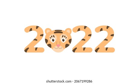 Happy Chinese New Year 2022. tiger head character illustration. funny, cute, and adorable. tiger zodiac. for calendars, posters, banners. flat cartoon style. vector design