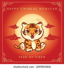 Happy chinese new year 2022 with cute tiger 