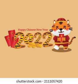 Happy Chinese new year 2022 year of the tiger zodiac.Translate: Happy new year.Vector illustration