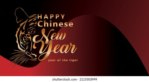 happy chinese new year 2022 year of the tiger. red black gradient background. modern background design