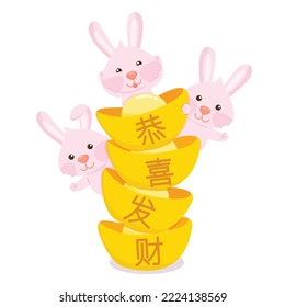 Happy Chinese New Year 2022. Celebrate Rabbit year. 
