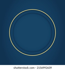 Happy Chinese new year 2023. Chinese new year banner with circle for show product. Greeting card. China frame with lantern on blue background.