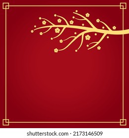 Happy Chinese new year 2023. Chinese new year banner with circle for show product. Greeting card. China frame with lantern on red background.
