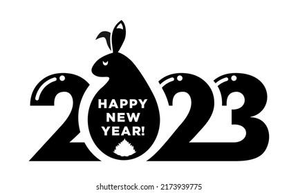 Happy chinese new year 2023 year with the rabbit zodiac sign. Vector on transparent background