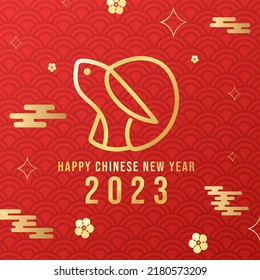 Happy Chinese new year 2023 , year of the rabbit and Asian elements on red background, for online content, illustration Vector EPS 10