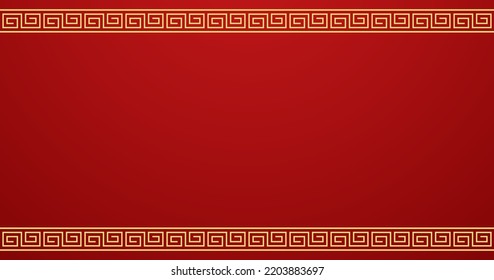 Happy Chinese new year 2023. Chinese new year banner with circle for show product. Greeting card. China frame with lantern on red background.