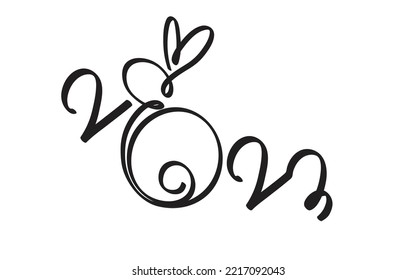 Happy Chinese new year 2023, year of the rabbit zodiac. Hand drawn bunny contour with a paintbrush. Simple minimalist Chinese zodiac of rabbit design. Vector illustration.
