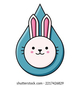Happy chinese new year 2023. Cute water rabbit cartoon character design. Year of water rabbit zodiac.
