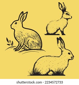 Happy Chinese new year 2023 year of the rabbit sign. Rabbit Christmas greeting card or Easters posters vector