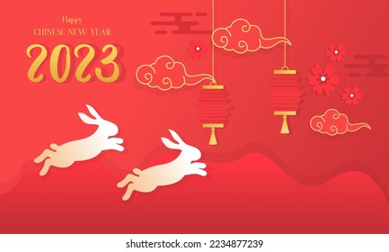 Happy Chinese New Year 2023, Year of Rabbit Luxurious Background