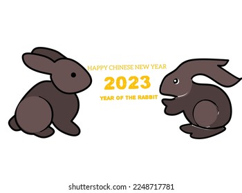 Happy chinese new year 2023 year of the rabbit zodiac sign with flower,lantern,asian elements gold paper cut style on color Background.