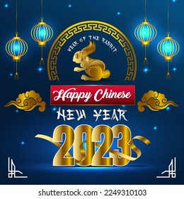 Happy Chinese New Year 2023 The Year of The Rabbit Poster 