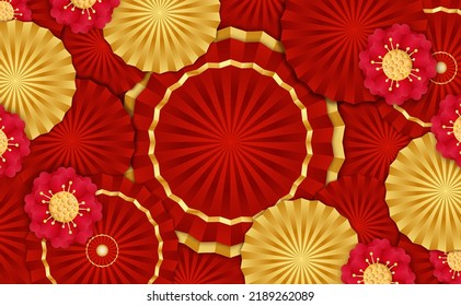 Happy Chinese new year 2023,2024 year of The Tiger paper cut asian elements with craft style on background. Chinese translation is Happy chinese new year.