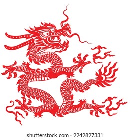 Happy chinese new year 2024 year of the chinese dragon zodiac with on color Background. ( Translation : happy new year, chinese dragon )