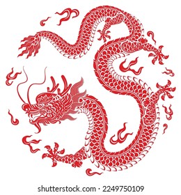 Happy chinese new year 2024 the dragon zodiac sign with flower,lantern,asian elements gold paper cut style on color background. ( Translation : happy new year 2024 year of the dragon )
