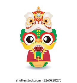 Happy Chinese new year 2024 with little dragon greeting gong xi fa cai, the year of the dragon zodiac, Capricorn calendar, cute Cartoon isolated white background vector illustration