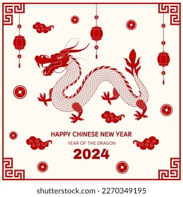 Happy chinese new year 2024 .Zodiac sign. Year of the Dragon. New year background