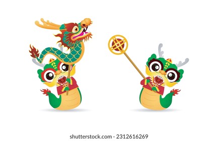 Happy Chinese new year 2024 and little dragon in year of the dragon zodiac Capricorn calendar poster design gong xi fa cai Background illustration vector, Translate happy new year