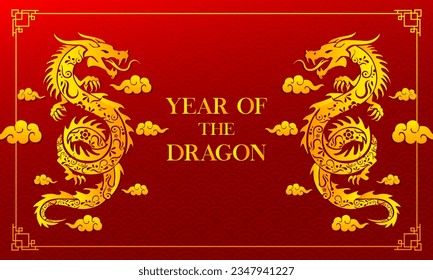 Happy chinese new year 2024 vector. Year of the dragon design template vector.