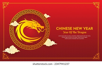 Happy chinese new year 2024 vector. Year of the dragon design template vector.