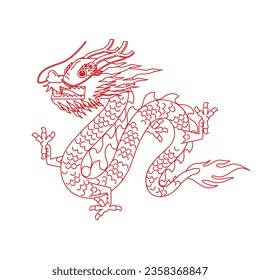 Happy Chinese new year 2024 the dragon zodiac sign isolated on white background. Vector illustration.