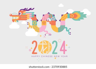 Happy Chinese new year 2024, the year of the dragon zodiac sign (Translation :  dragon).