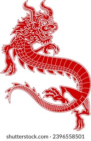 Happy Chinese New Year 2024 Year Of The Dragon Zodiac. Vector Hand Drawn Illustration Isolated On Transparent Background