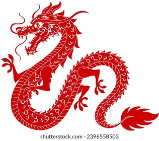 Frohes chinesisches Neujahr 2024 Jahr des Drachen Zodiac. handgezeichnete Vektorgrafik einzeln auf transparentem Hintergrund