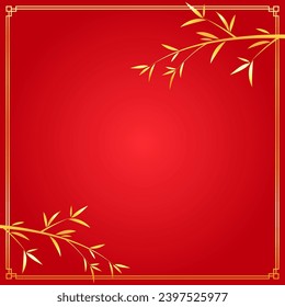 Happy Chinese new year 2024. Chinese new year banner with circle for show product. Greeting card. China frame with lantern on red background.