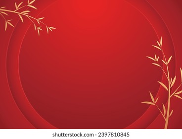 Happy Chinese new year 2024. Chinese new year banner with circle for show product. Greeting card. China frame with lantern on red background.