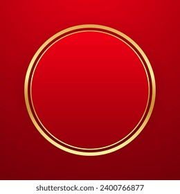 Happy Chinese new year 2024. Chinese new year banner with circle for show product. Greeting card. China frame with lantern on red background.