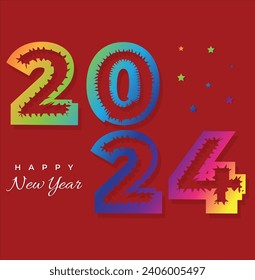 Happy chinese new year 2024 with dragon on the number and gold colour version. 2024 chinese new year with gold number on red background ( Translation 